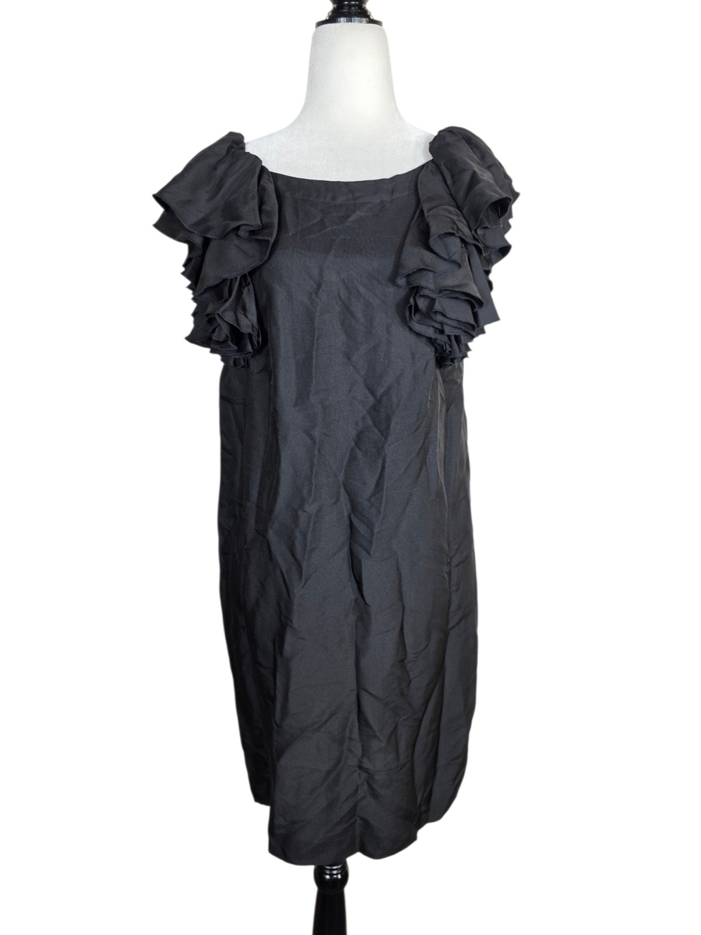 See By Chloé Silk blend Black Ruffle Sleeve Mini Dress